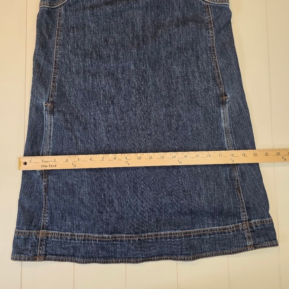 Pilcro Women 6 Denim Jumper Dress Dark Wash Adjustable Snap Straps Pockets - Picture 10 of 11